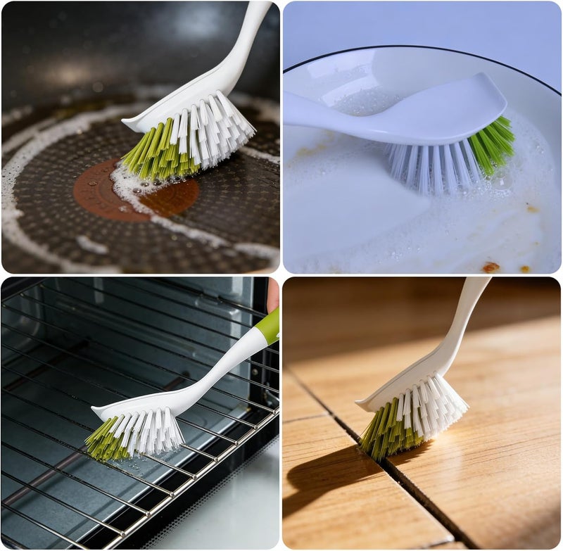 PPLJQS Dish Brush Scrub Brush with Handle - 3 Pack Stiff Bristles Dish Scrubber for Cleaning Dishes, Pots, Pans, Sink, Cast Iron - Hard Bristles,No Residue - Image 5
